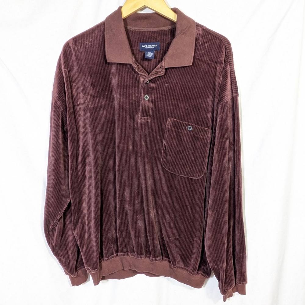 Grandpa Core Men's Safe Harbor‎ Cotton Blend Fleece Polo Shirt Soft Warm XXL